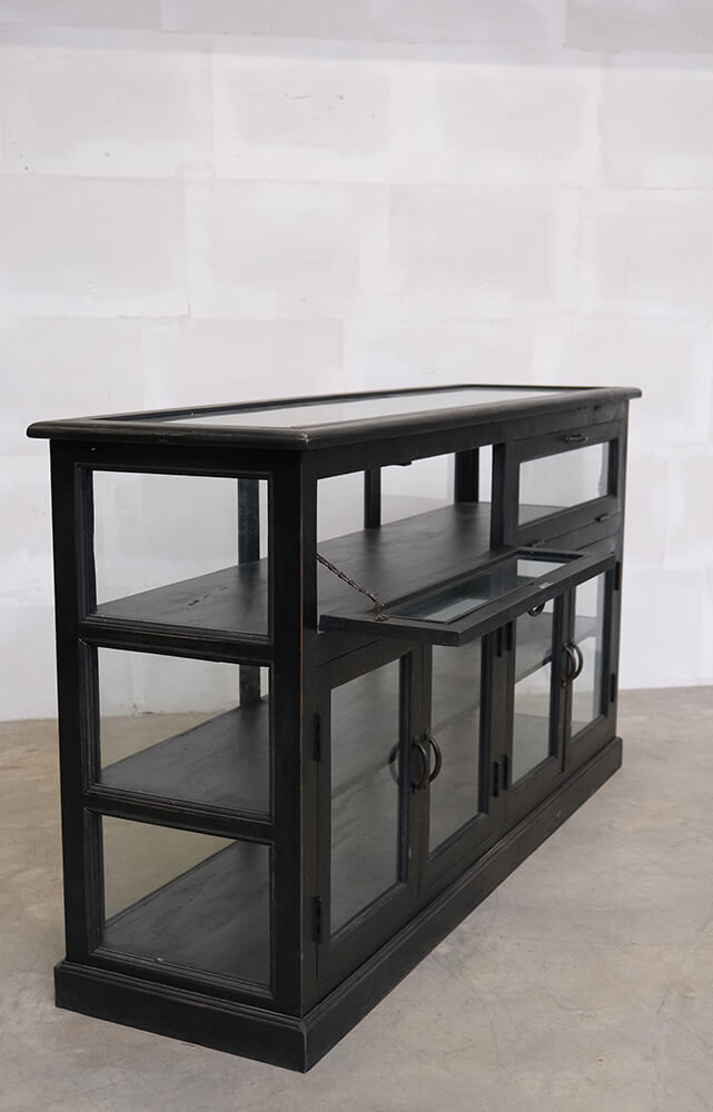 Sideboard mit Glastüren - Schwarz