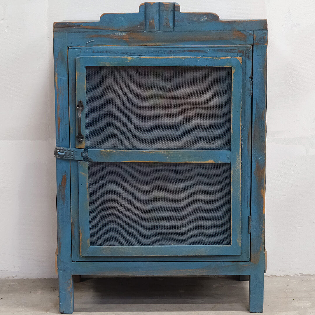 Vitrine mit Metallgitter - Blau