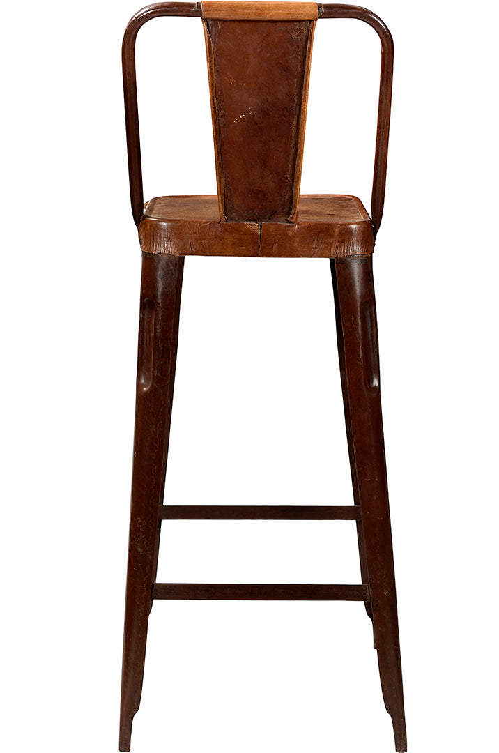 Copenhagen Barhocker aus Eisen mit Ledersitz