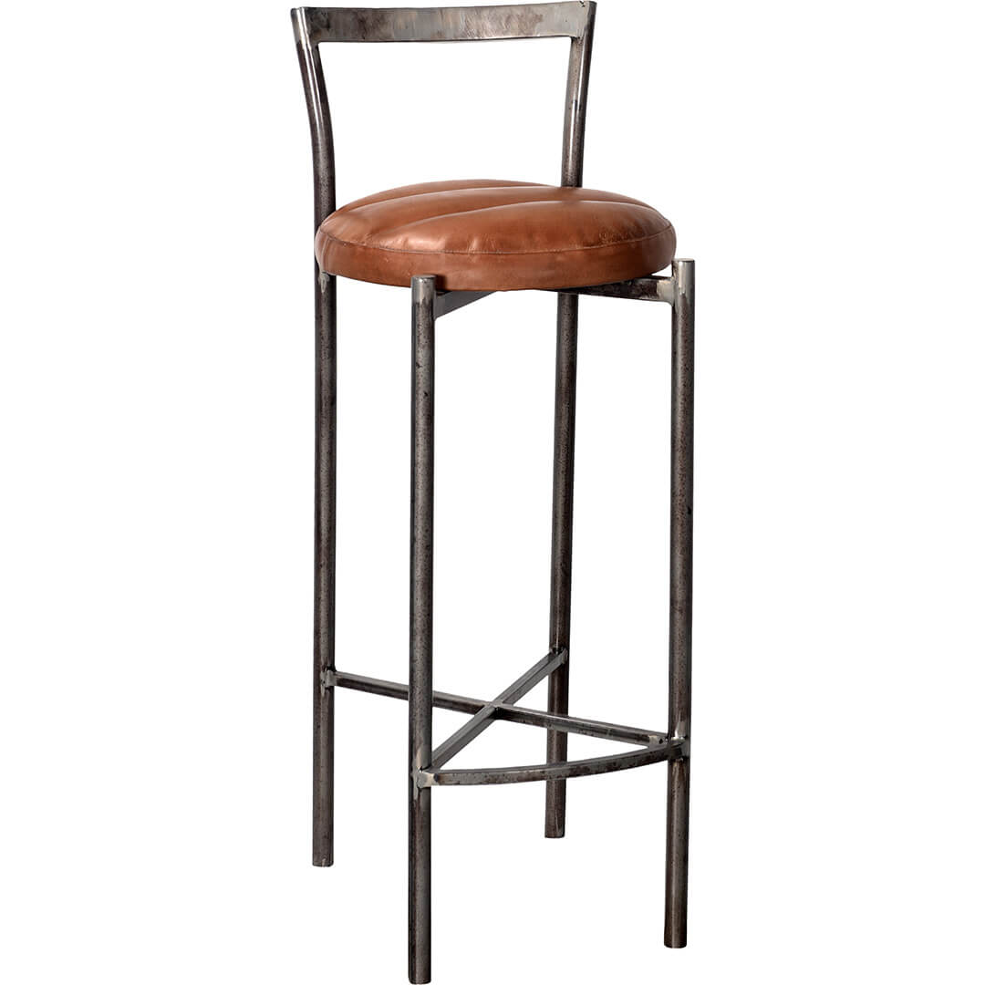 Portland Barhocker mit rundem Ledersitz