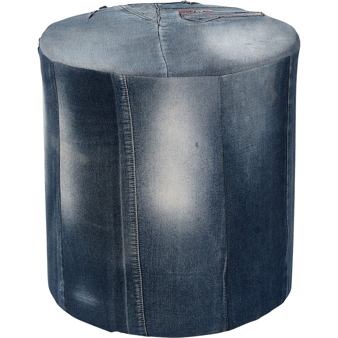 Denim-Pouf - hoch