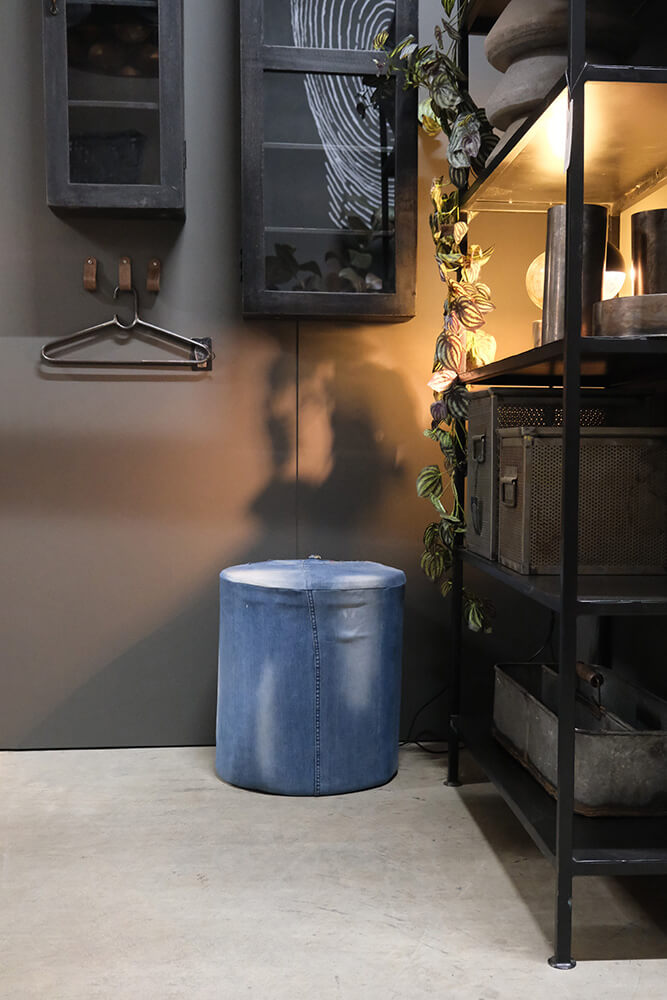 Denim-Pouf - hoch