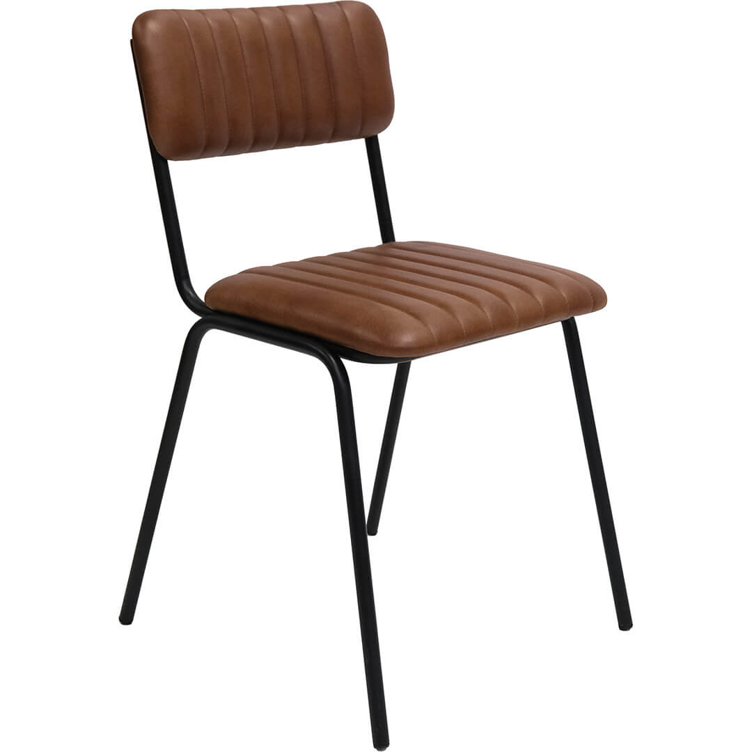 Diner Esszimmerstuhl mit gestepptem Leder - Braun/Schwarz