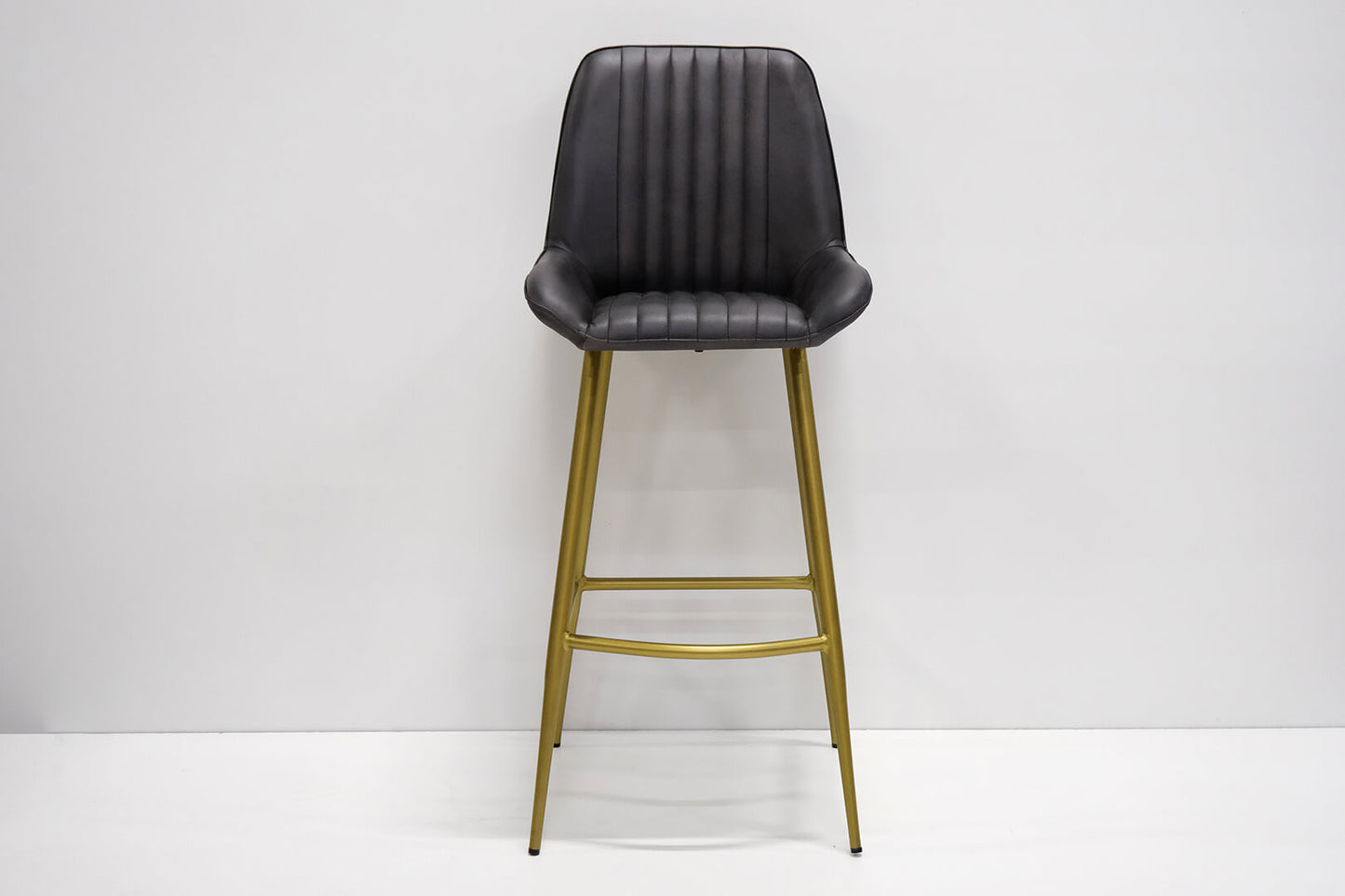 Comfort Barhocker aus Leder - Schwarz matt