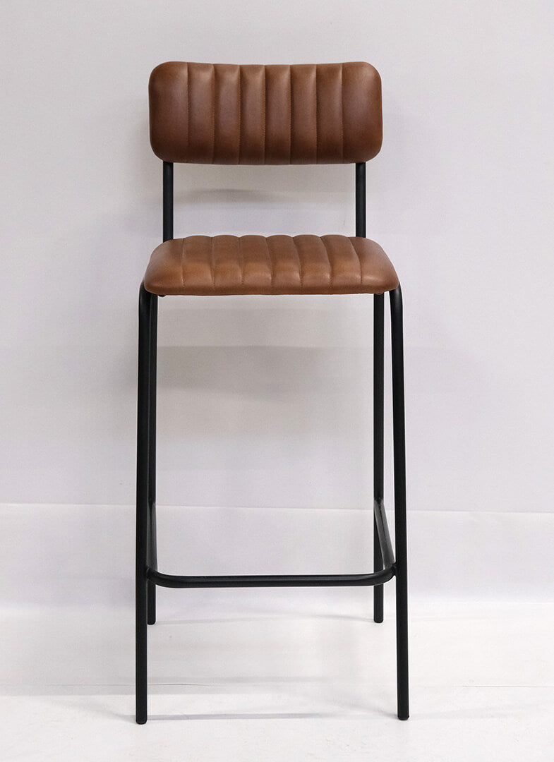 Diner Barhocker mit gestepptem Leder - Braun/Schwarz