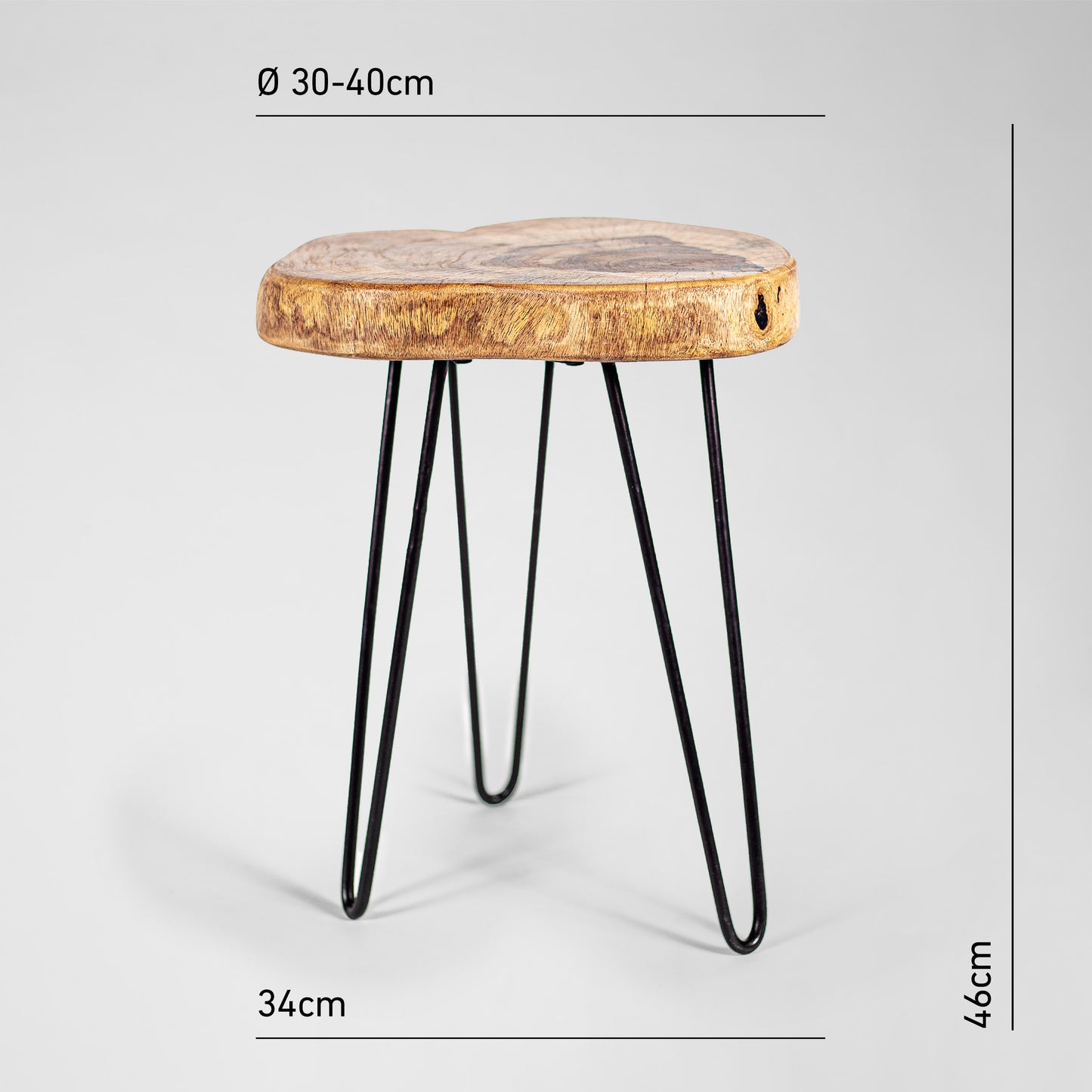 Johnny Slice – rustikaler Industrie-Design HairPin Hocker aus Holz und Metall