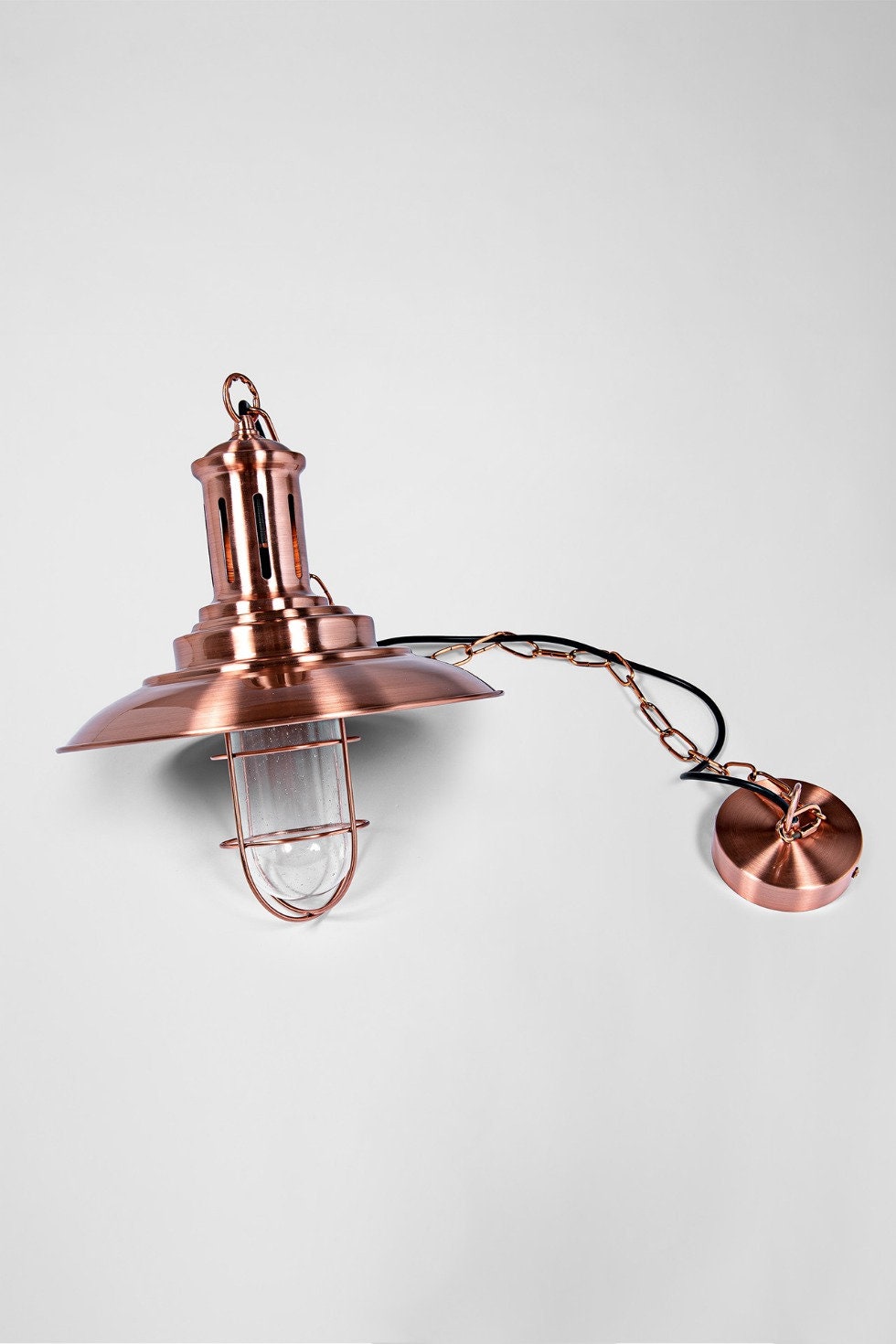 Mrs. Copper Satin – Retro Vintage Industrie Design Kupfer Hängelampe aus Metall