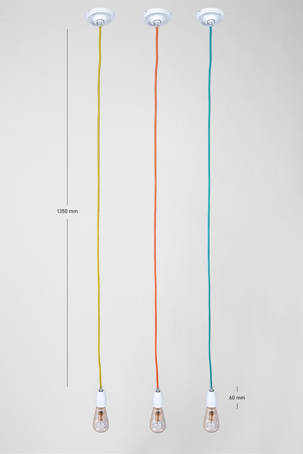 Oscaar – Retro Vintage Pendelleuchte aus Keramik und Textilkabel