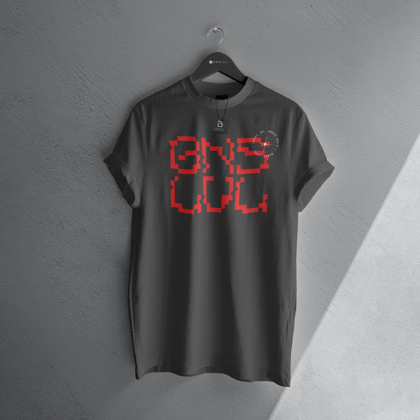 Dress Bold Level UP T-Shirt | Urban Streetwear T-Shirt mit Futuristischem Schriftzug by BNSLVL