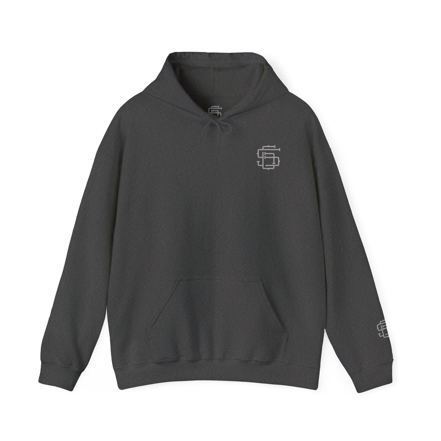 Monogram SC Logo Hoodie | Grey Pullover Sweatshirt, Minimal Streetwear