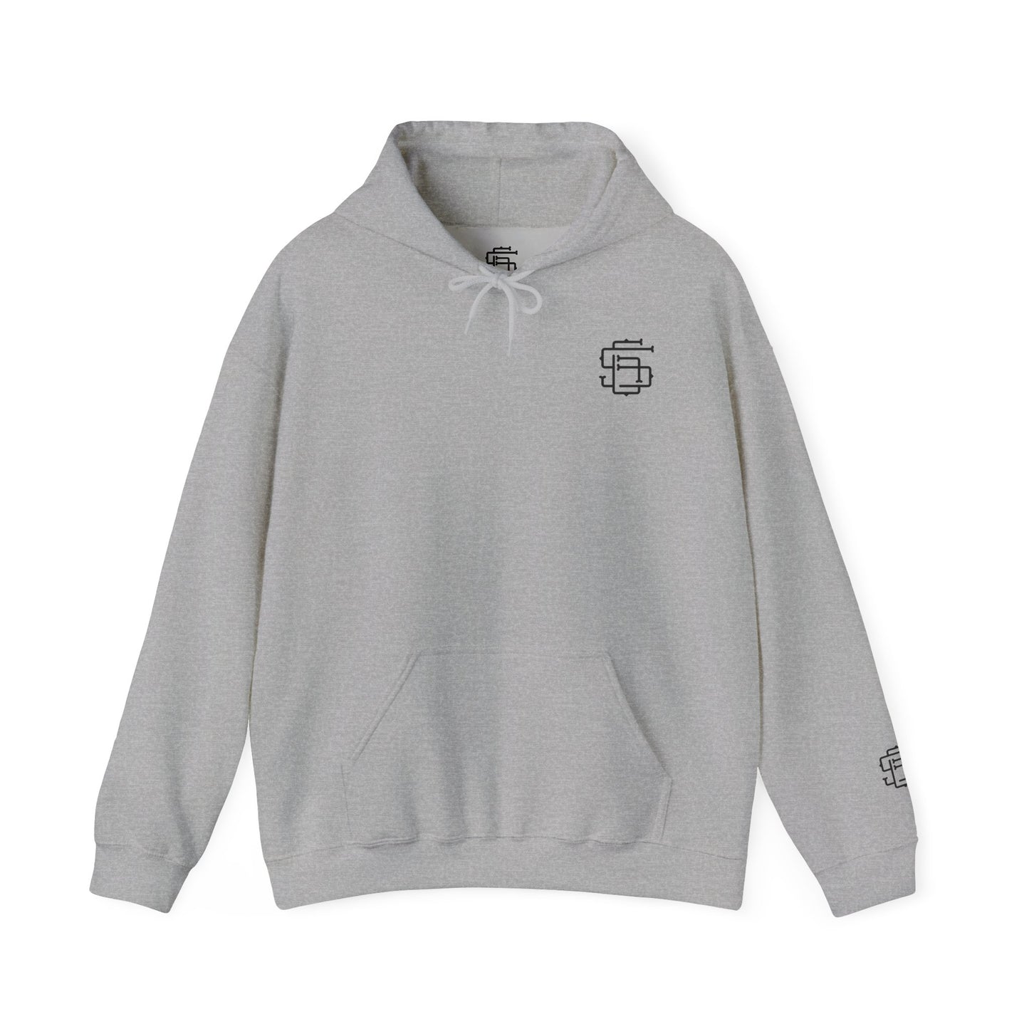 Monogram SC Logo Hoodie | Grey Pullover Sweatshirt, Minimal Streetwear