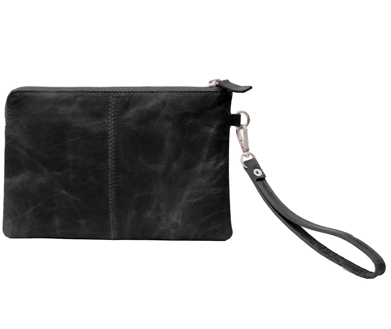 Alpha Clutch aus Leder - Schwarz