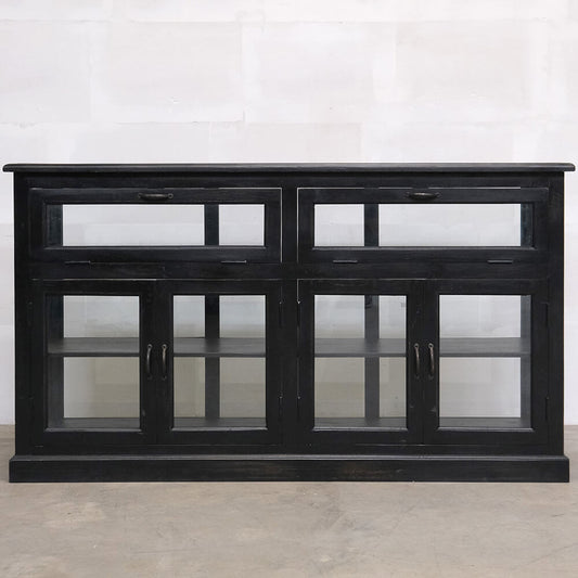 Sideboard mit Glastüren - Schwarz