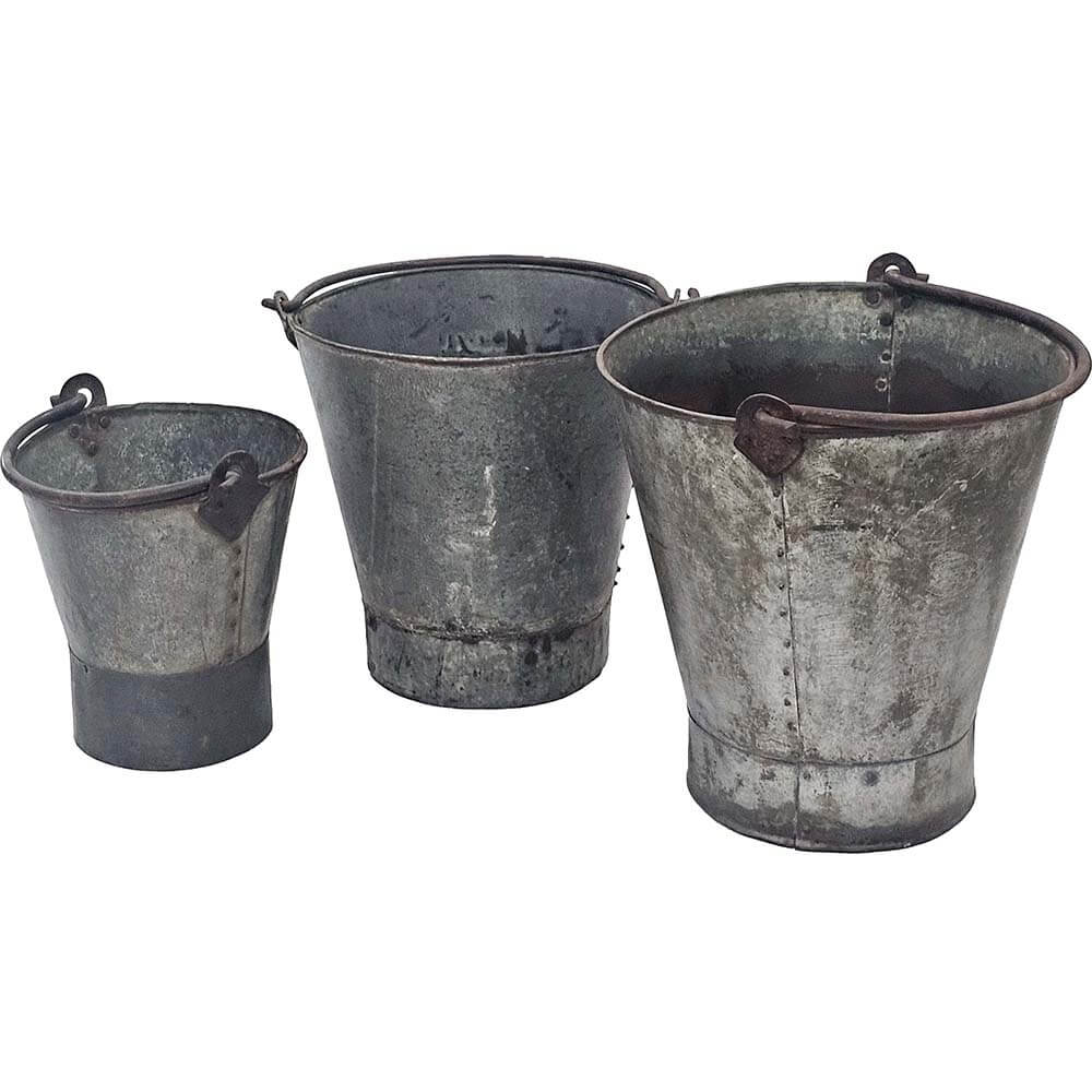 Alte Eimer aus Eisen - 3er Set