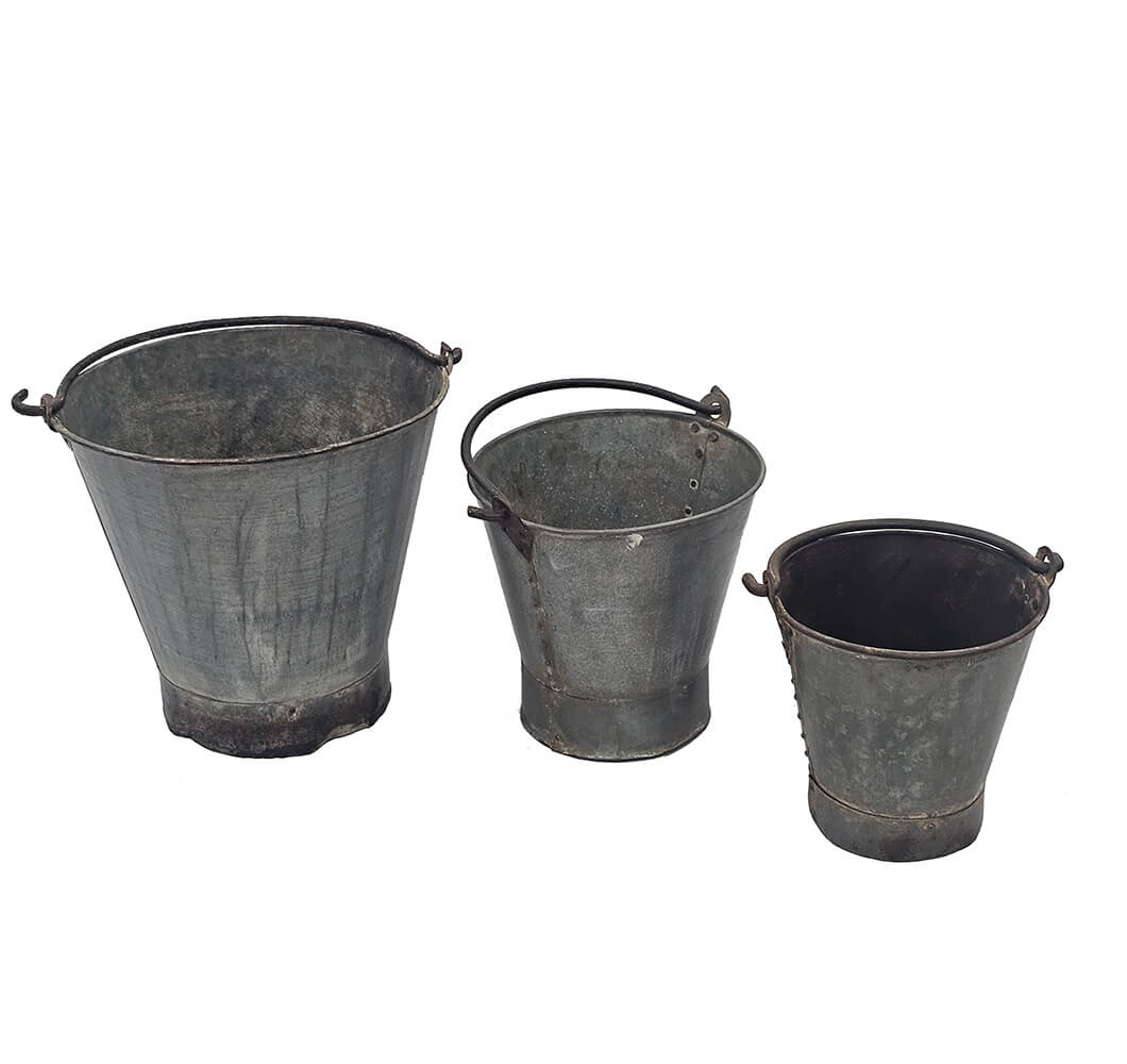 Alte Eimer aus Eisen - 3er Set