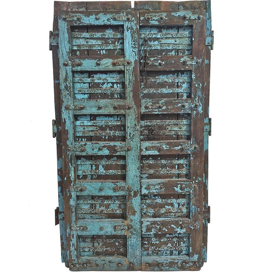 Alte blaue Holztür