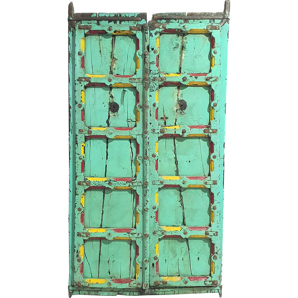 Farbenfrohe alte Holztür