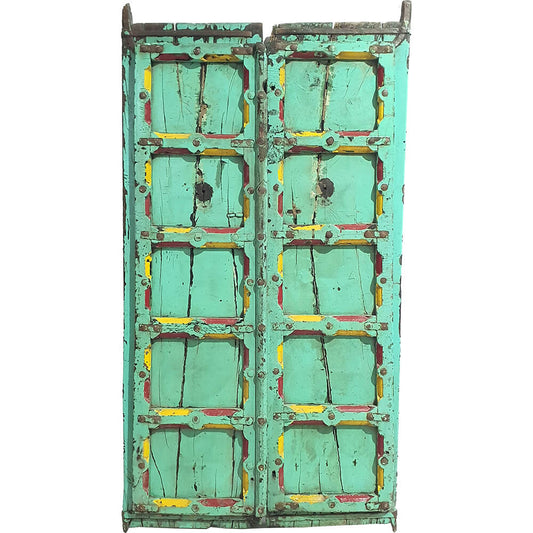 Farbenfrohe alte Holztür