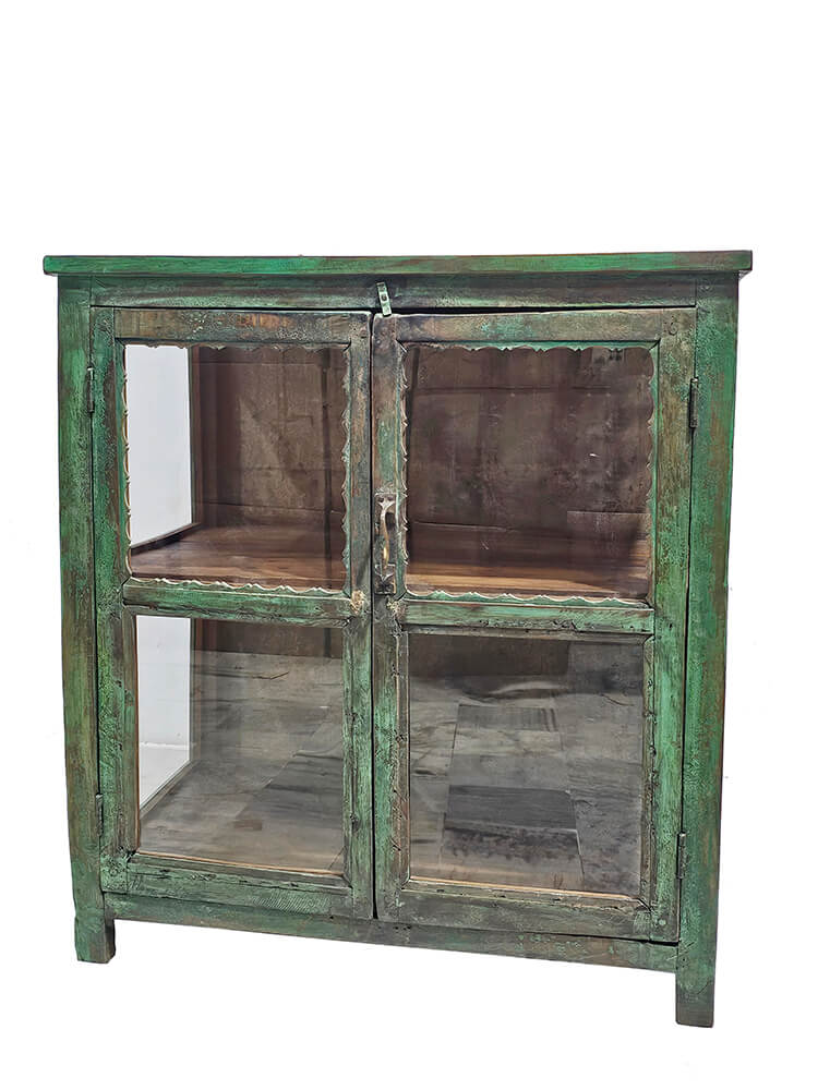 Grüner Vitrinenschrank mit zwei Türen