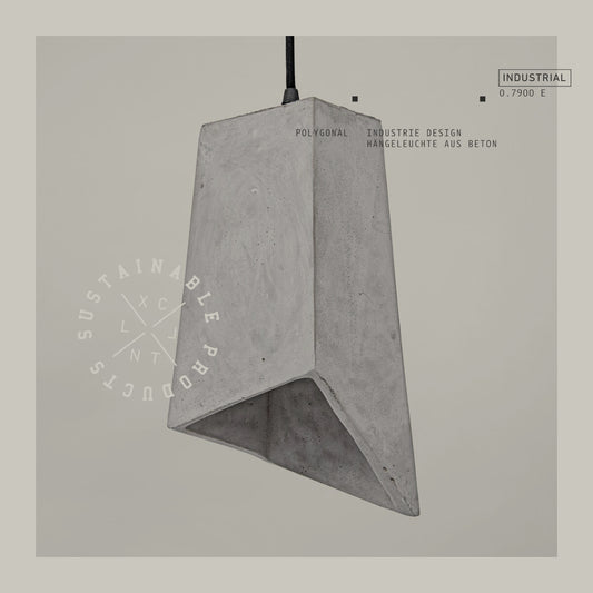 Polygonal - industrial design hanging lamp, hanging lamp made of concrete