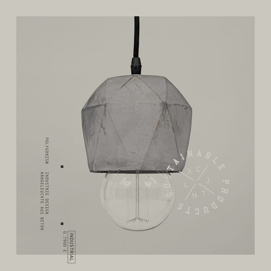 Polygonism - industrial design pendant lamp made of concrete