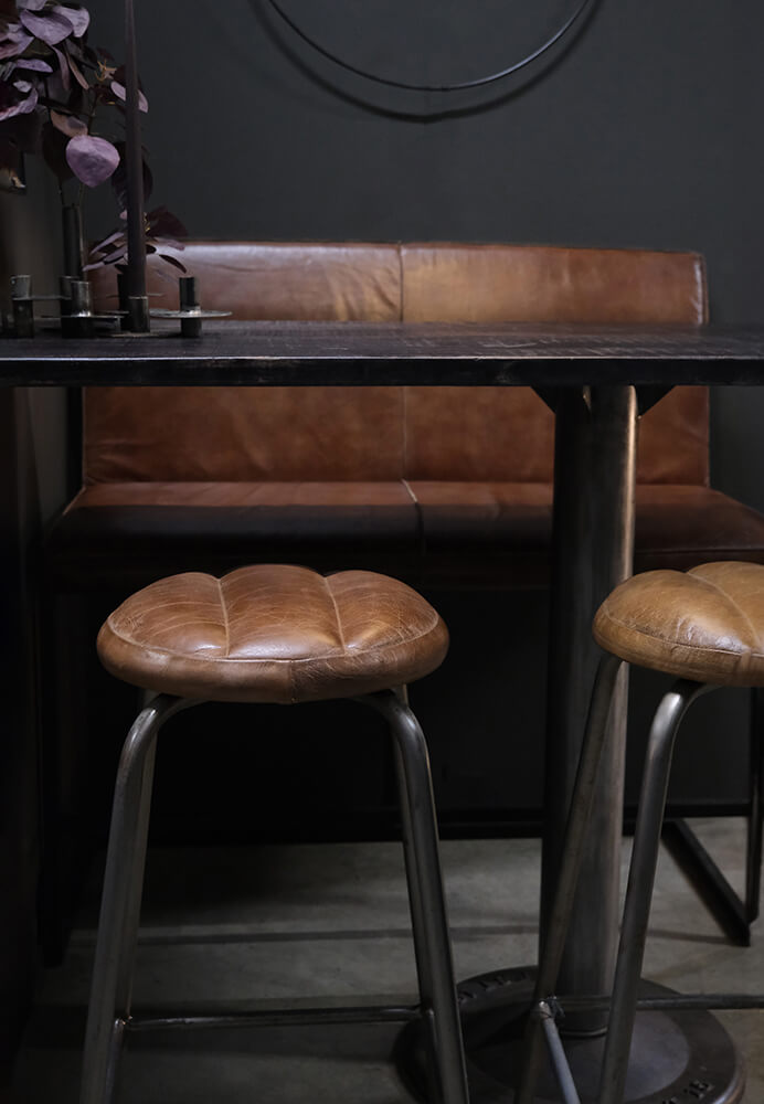 Brooklyn Barhocker mit rundem Ledersitz