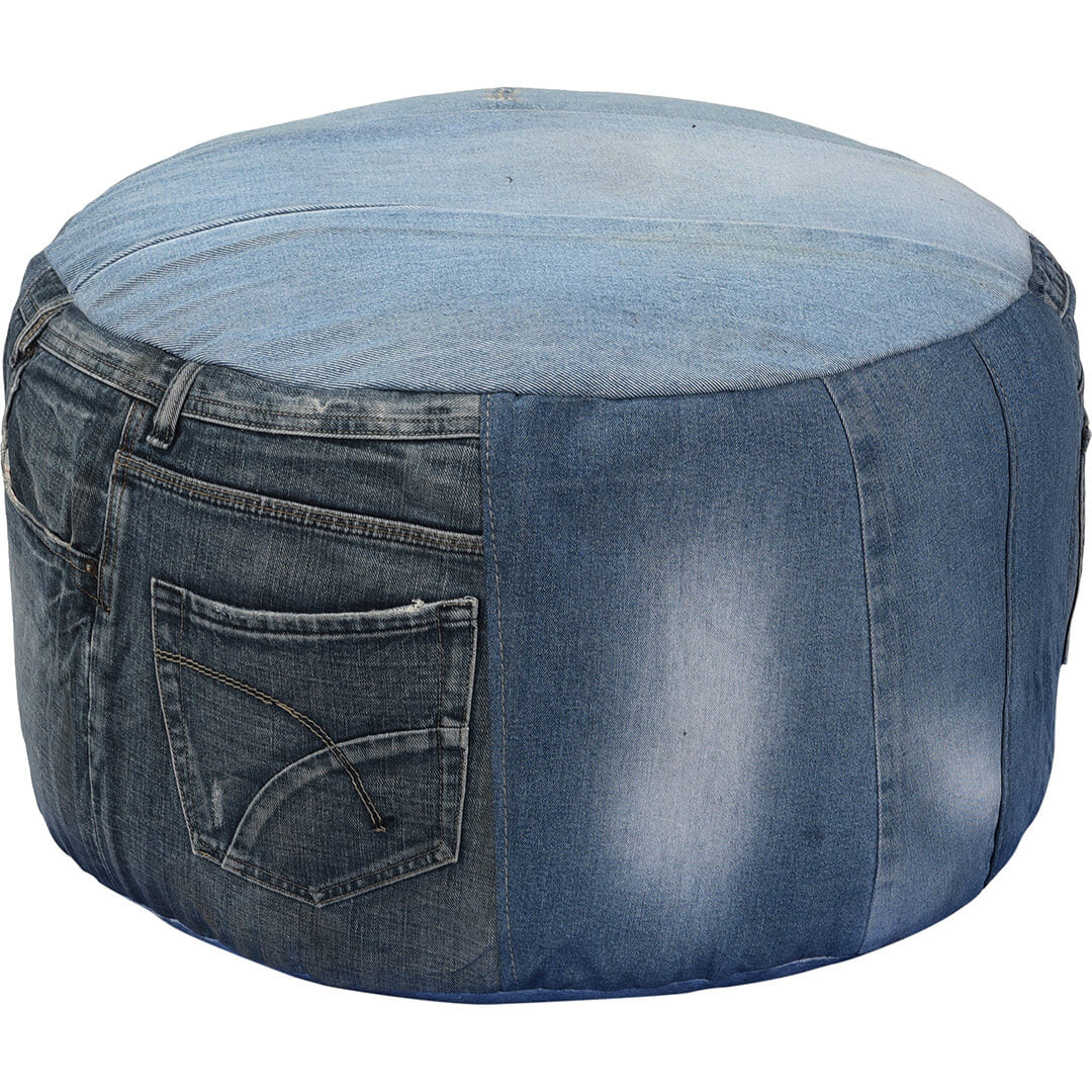 Denim-Pouf - niedrig