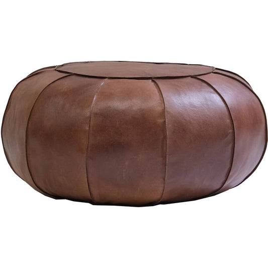 Alfredo runder Lederpouf - Antikbraun