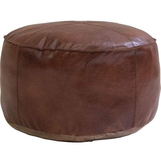Markus runder Lederpouf - Braun