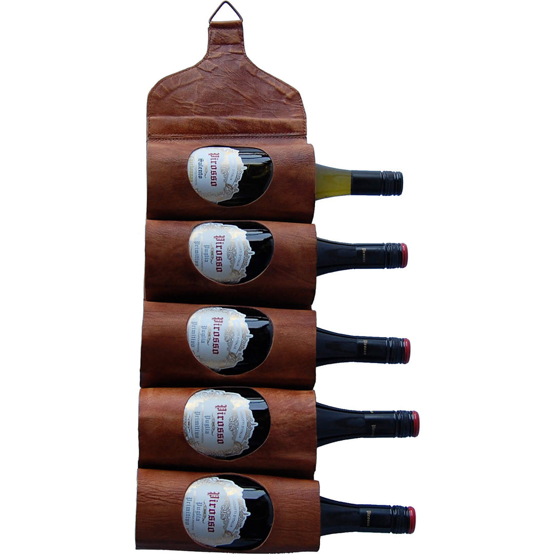 Piro wine rack or newspaper holder made of leather