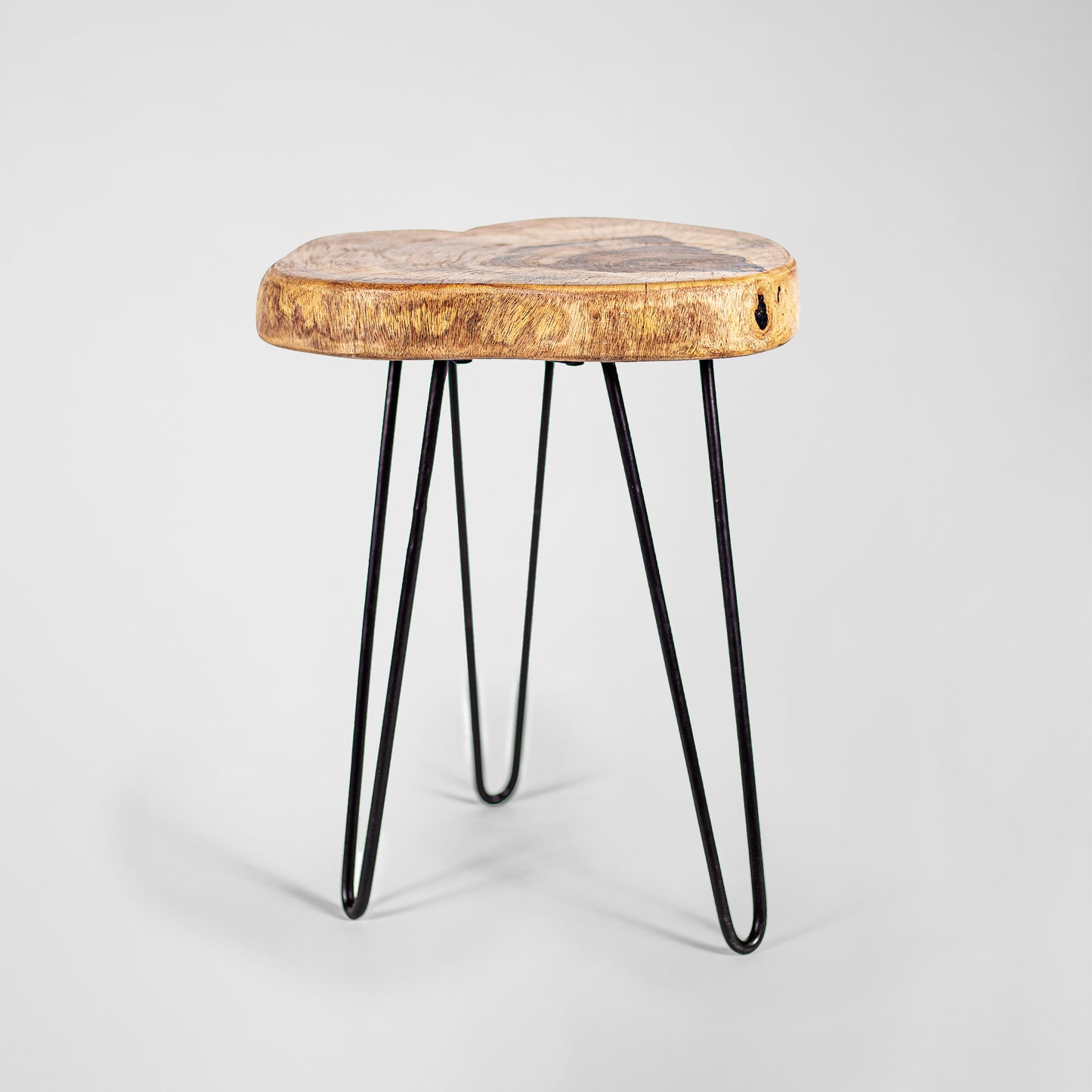 Johnny Slice – rustic industrial design HairPin stool made of wood and metal